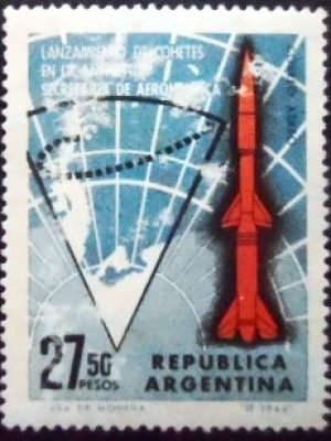 Selo postal da Argentina de 1966 Launch of Rockets in the Argentine Antarctic N