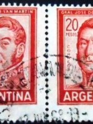 Par de selos postais da Argentina de 1967 José Francisco de San Martín 20 U PR