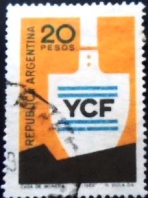 Selo postal da Argentina de 1968 YCF Yacimentos Carboniferos Fiscales U