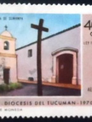 Selo postal da Argentina de 1970 Capilla de Sumampa U