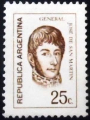 Selo postal da Argentina de 1971 General José Francisco de San Martín 25 M