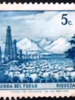 Selo postal da Argentina de 1971 Tierra del Fuego 5 N sev
