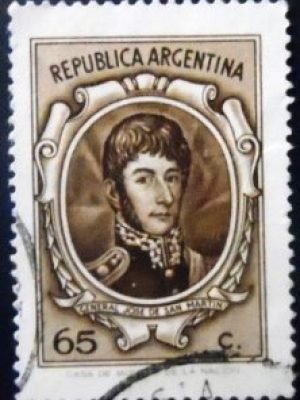 Selo postal da Argentina de 1971 José Francisco de San Martín 65 U sev