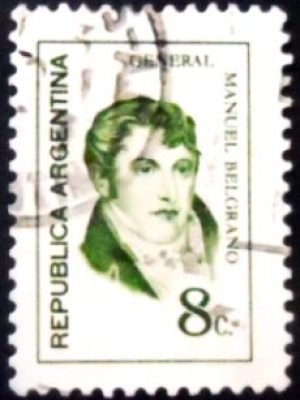 Selo postal da Argentina de 1972 General Manuel Belgrano 8 U sev