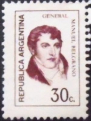 Selo postal da Argentina de 1974 General Manuel Belgrano 30