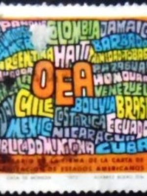 Selo postal da Argentina de 1974 Poster with Names of OAS Members U