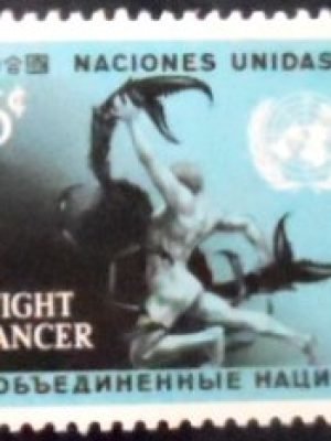 Selo postal das Nações Unidas Nova Iorque de 1970 Fight Cancer 6 M
