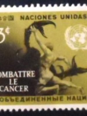 Selo postal das Nações Unidas Nova Iorque de 1970 Fight Cancer 13 M
