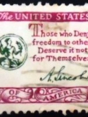Selo postal dos Estados Unidos de 1960 Abraham Lincoln Quotation 4 U