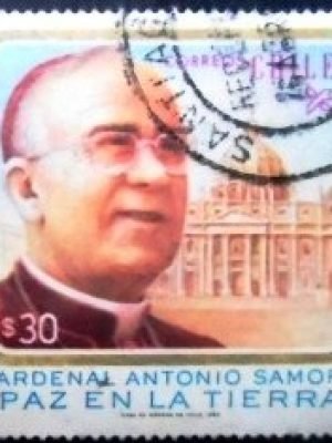 Selo postal do Chile de 1983 Cardinal Antonio Samore U