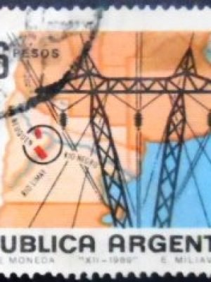 Selo postal da Argentina de 1969 El Chocón U