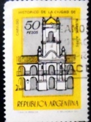 Selo postal da Argentina de 1977 Town Hall Buenos Aires U