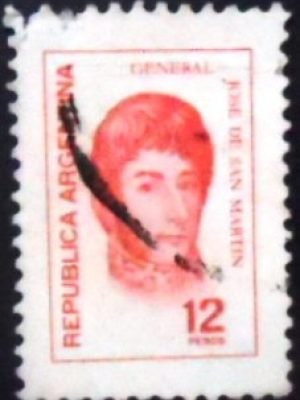 Selo postal da Argentina de 1976 José Francisco San Martín 12 U sev