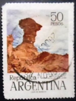 Selo postal da Argentina de 1975 Moon Valley U sev