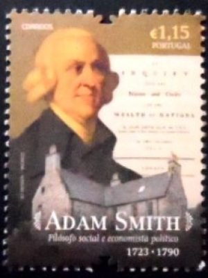 Selo postal de Portugal de 2023 Adam Smith M