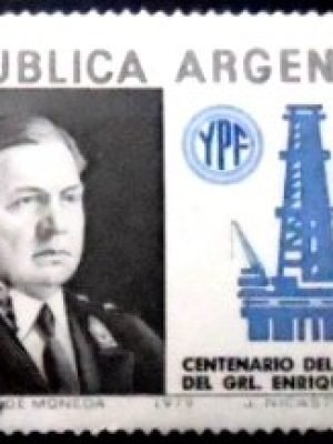 Selo postal da Argentina de 1979 General Enrique Mosconi U