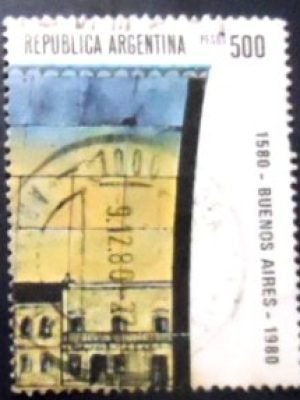 Selo postal da Argentina de 1980 Glazed tiles in Subway station Catedral U