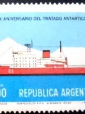 Selo postal da Argentina de 1981 Icebreaker Alm. Irizar U