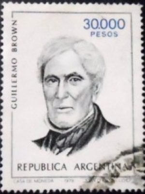 Selo postal da Argentina de 1982 Admiral Guillermo Brown U