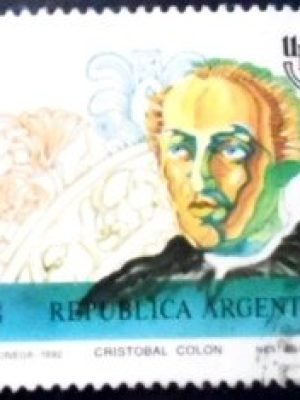 Selo postal da Argentina de 1992 Cristoforo Colombo U