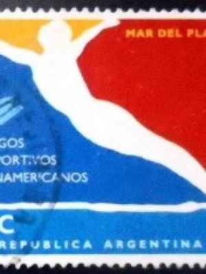 Selo postal da Argentina de 1995 High diving U