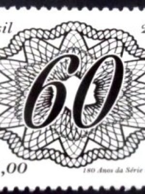 Selo postal do Brasil de 2024 60 Reis de 1844 M