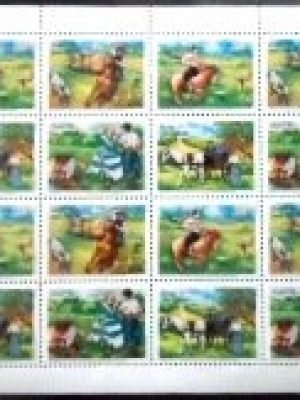 Folha completa de selos do Brasil de 1992 Costumes Gaúchos M FL