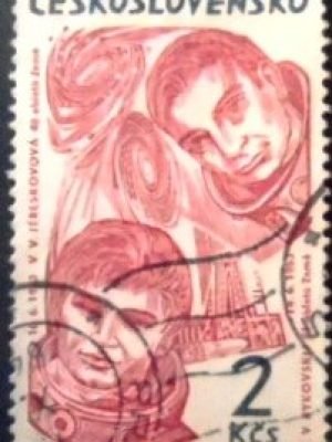 Selo postal da Tchecslováquia de 1964 V.V.Těreškovová and F.V.Bykovskij U