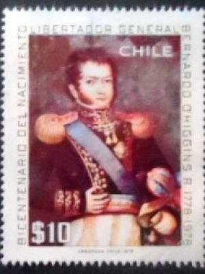 Selo postal do Chile de 1978 General Bernardo O'Higgins U