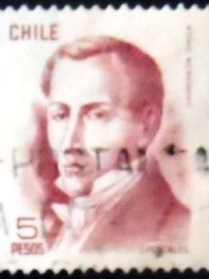 Selo postal do Chile de 1975 Diego Portales 5 U sev