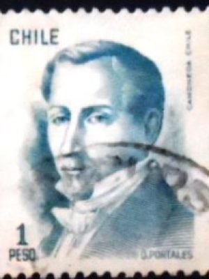 Selo postal do Chile de 1975 Diego Portales 1 U sev