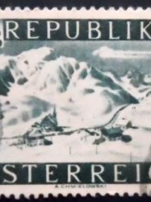 Selo postal da Áustria de 1946 St. Christoph at Arlberg uII
