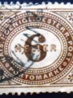 Selo postal da Áustria de 1895 Digit in oval frame 6 U