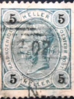 Selo postal da Áustria de 1899 Emperor Franz Joseph 5 U