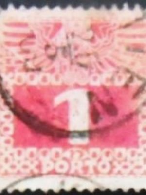 Selo postal da Áustria de 1908 Imperial coat of arms & digit 1 U P sev