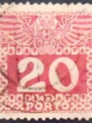 Selo postal da Áustria de 1908 Imperial coat of arms & digit 20 U P sev