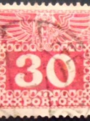 Selo postal da Áustria de 1908 Imperial coat of arms & digit 30 U P sev