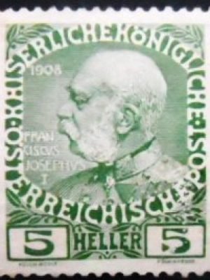Selo postal da Áustria de 1908 Emperor Franz Joseph 5 N sev