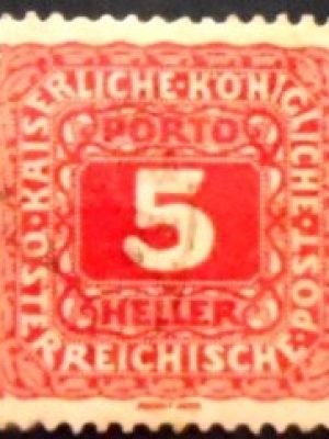 Selo postal da Áustria de 1916 Digit in Octagon 5 U PB