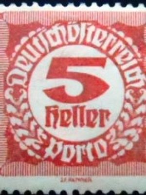 Selo postal da Áustria de 1920 Digit in circle 5 N