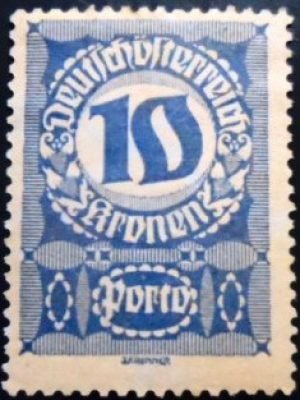 Selo postal da Áustria de 1920 Digit in circle 10 N