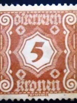 Selo postal da Áustria de 1922 Digit in octogon 5 N P