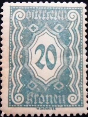 Selo postal da Áustria de 1922 Digit in decagon 20 P M