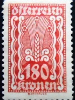 Selo postal da Áustria de 1922 Symbolism Ear of Corn 180 N
