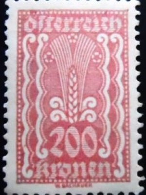Selo postal da Áustria de 1922 Symbolism Ear of Corn 200 M