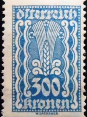 Selo postal da Áustria de 1922 Ear of Corn 300 N