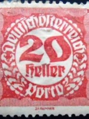Selo postal da Áustria de 1920 Digit in circle 20 N