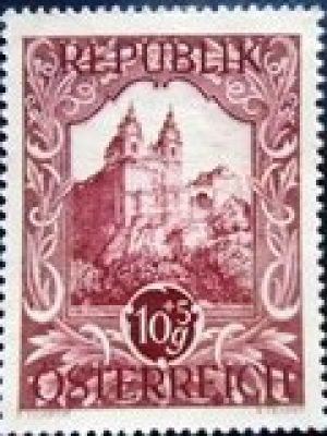 Selo postal da Áustria de 1947 Benedictine monastery Melk N