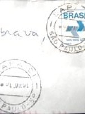 Fragmento com selo postal do Brasil de 1989 CF 1º Porte Bege U FRG