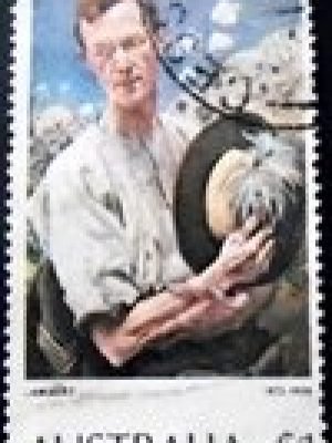 Selo postal da Austrália de 1974 A Sergeant of Light Horse by George Lambert U